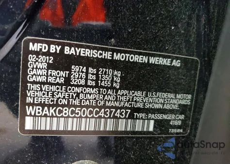 2012 BMW 750 Lxi from USA, damaged, VIN WBAKC8C50CC437437